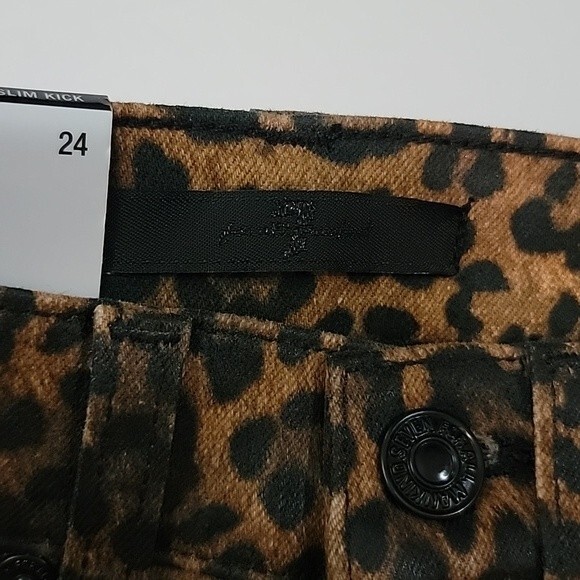 7 FOR ALL MANKIND High Waist Slim Kick Faux Leather Animal Print Jeans NWT sz 24 - Picture 10 of 11